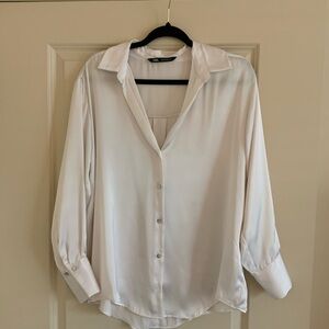 Zara Classic Satin Button Down Shirt